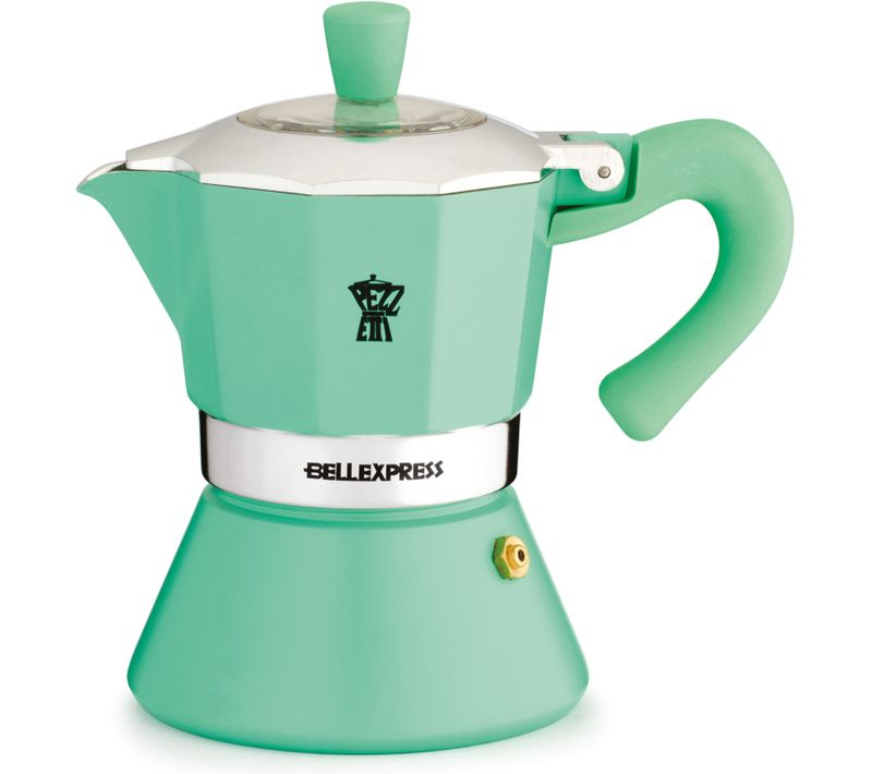 Cafetiere Italienne - Bellexpress - Aluminium - 6 Tasses - Tous Feux Dont Induction - Turquoise