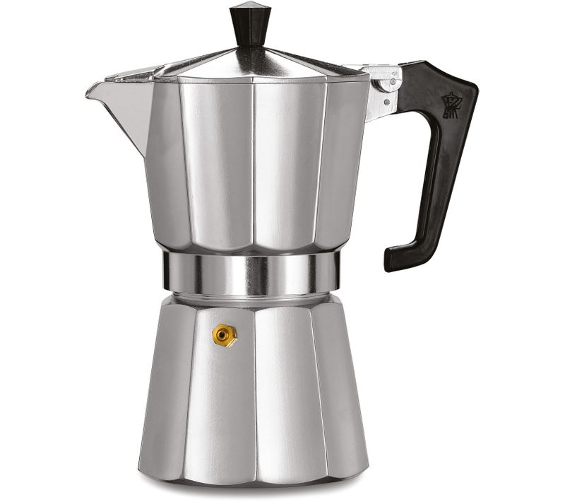 Cafetière Italienne 6 Tasses En Aluminium Mat - Poignée Ergonomique Noire