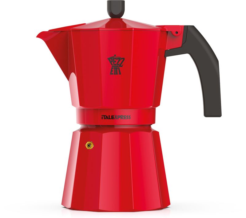 Cafetière Italienne 3 Tasses - Aluminium Rouge, Poignée Ergonomique