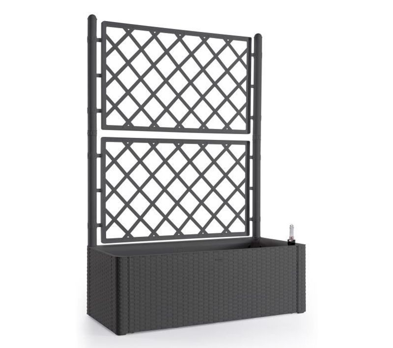 Bac à Fleurs Rectangulaire Natural Deluxe Avec Treillis - 100x43xh 142 Cm - 90 + 6,5 L - Anthracite