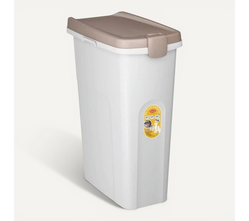Conteneur à Croquettes 40 L Hermétique Avec Roulettes – Beige/blanc