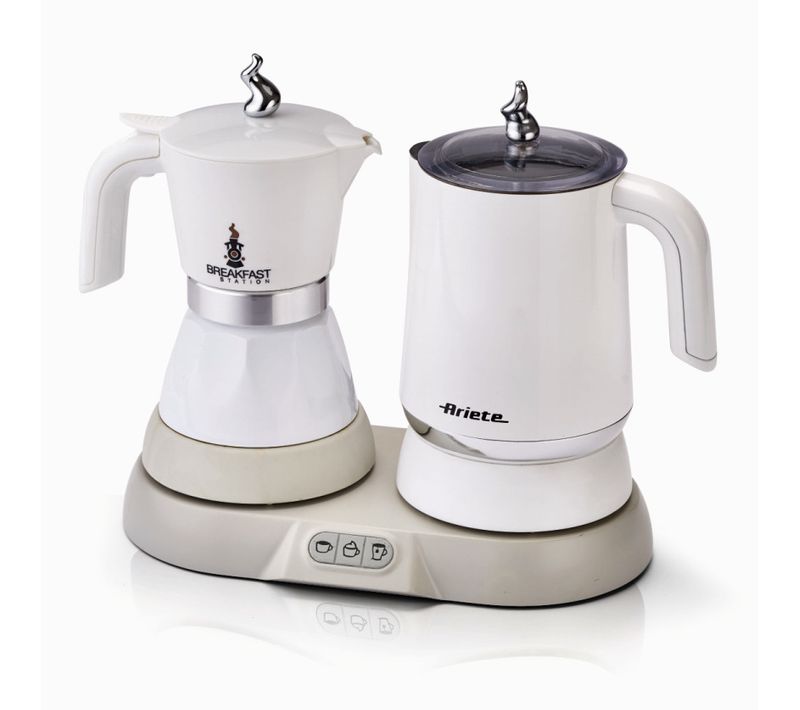 Cafetière Italienne Avec mousseur à Lait 500w Blanc - modèle 1344