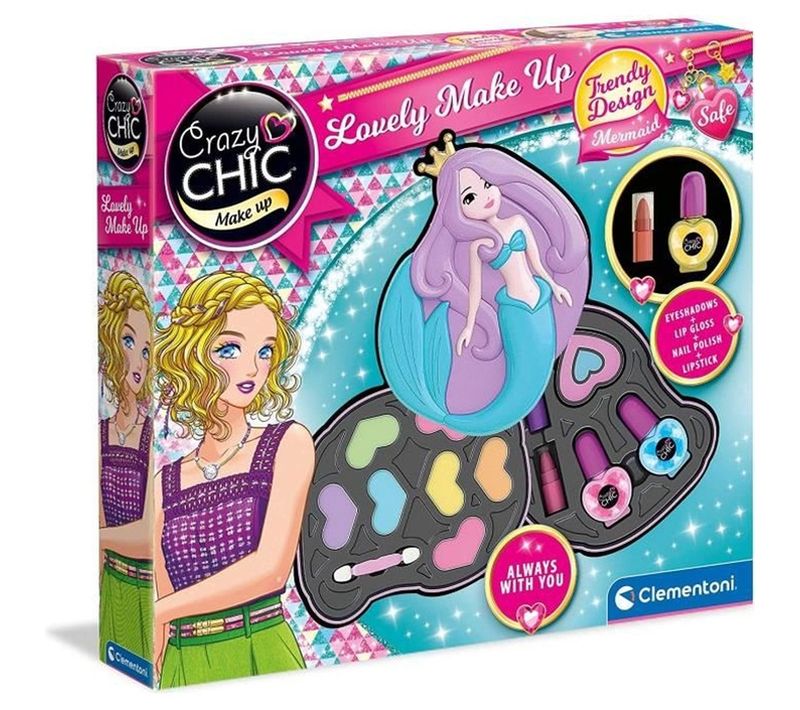 Palette Maquillage Enfant Thème Sirène – 2 Mini Palettes, Fards, Rouges et Vernis