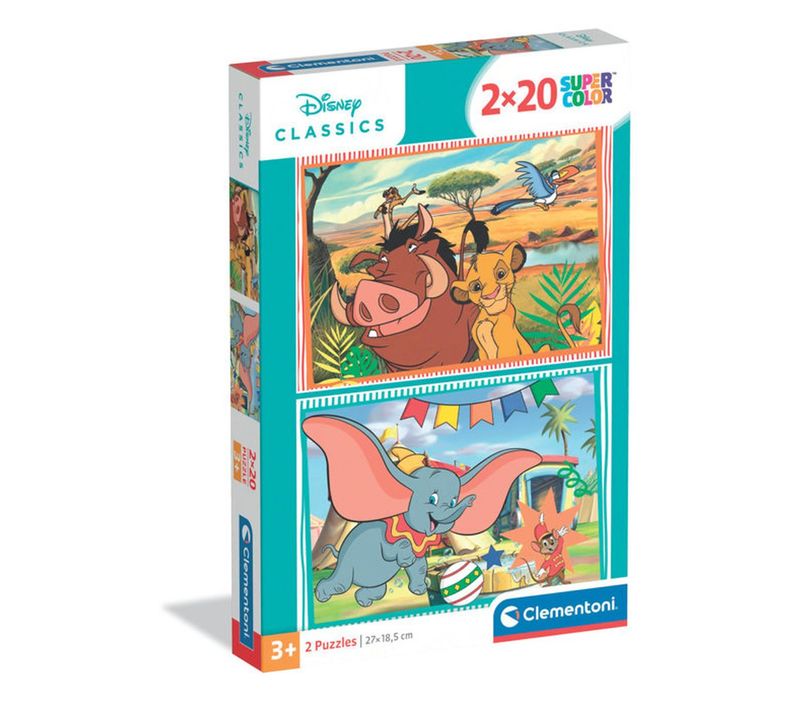 Coffret 2 Puzzles Dumbo Disney - 2×20 Pièces, 27×18 Cm Chacun