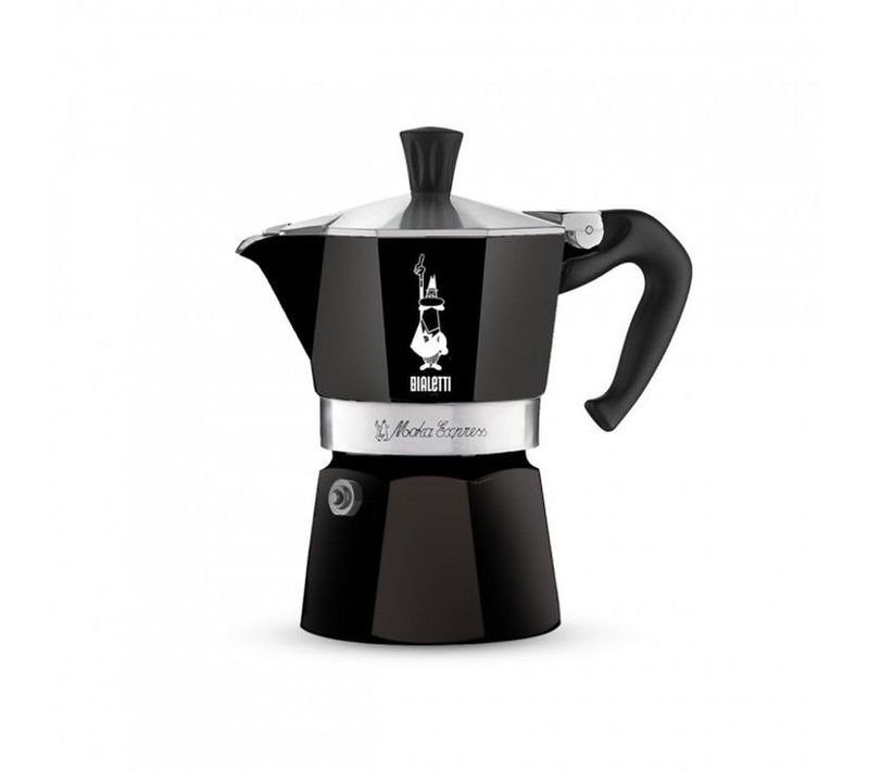 Cafetière Moka 6 Tasses 300 Ml — Aluminium Laqué Noir, Poignée Ergonomique