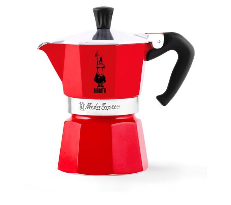 Mokina Cafetière Italienne 1 Tasse 40 Ml – Aluminium Rouge, Poignée Ergonomique