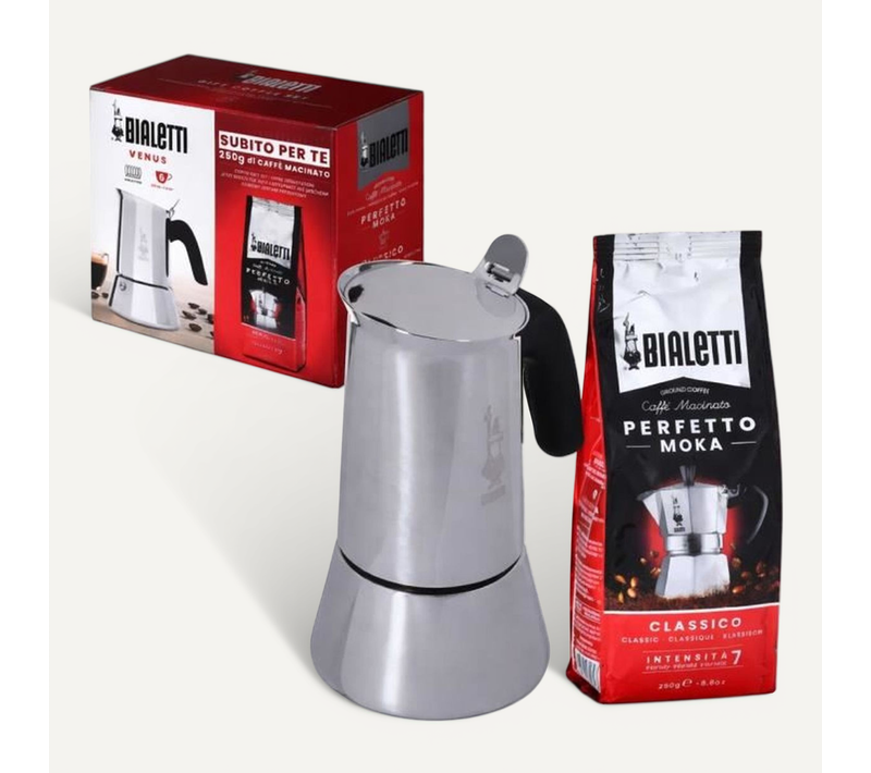 Cafetière Italienne Venus 6 Tasses Inox 18/10 Induction + 250 G Café