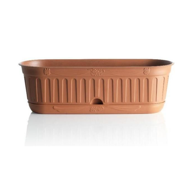 Jardinière Avec Soucoupe 'etika" En Plastique - D 38 Cm - Terracotta - 3l