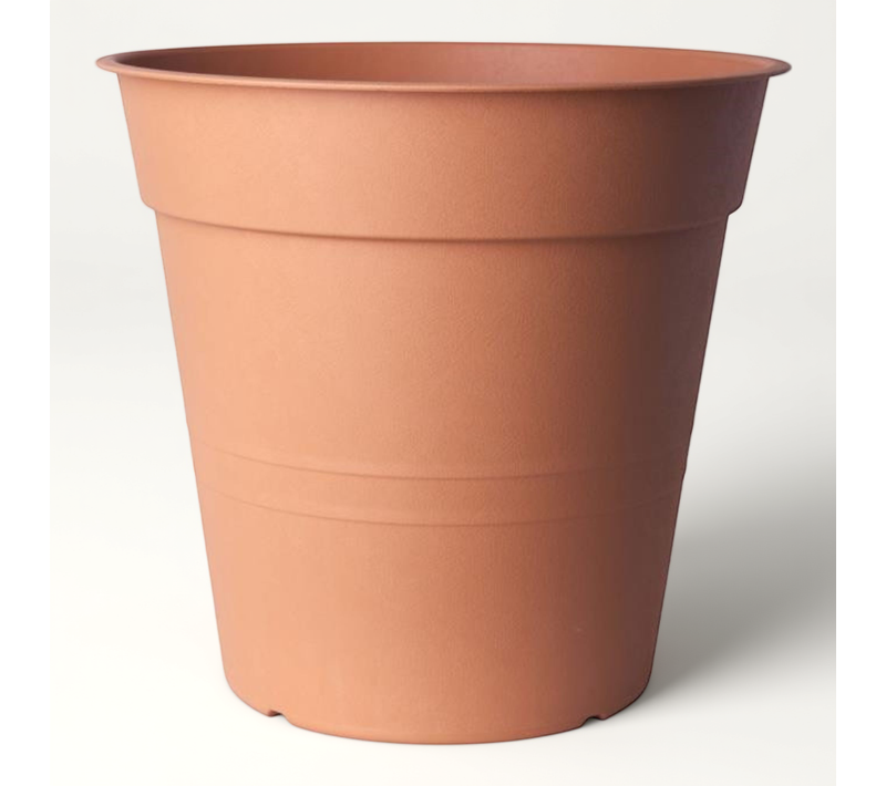 Pot De Fleur "fly" En Plastique - Terracotta - D 15 X H 14 Cm