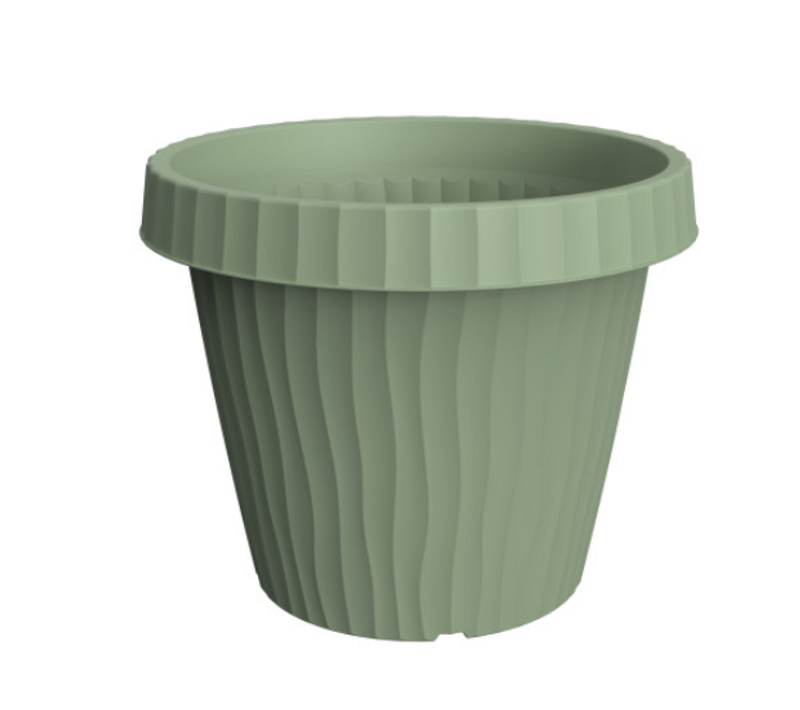Pot De Fleurs "onda" En Plastique - Vert Sauge - 45l