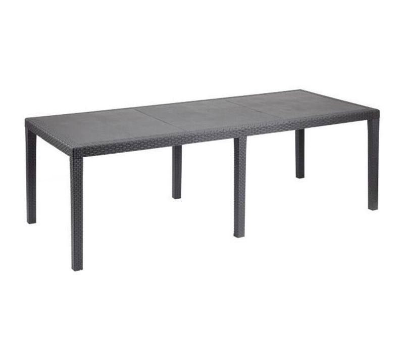 Table à Manger Outdoor Queen Effet Rotin - Anthracite - 220 X 90 X 72 Cm