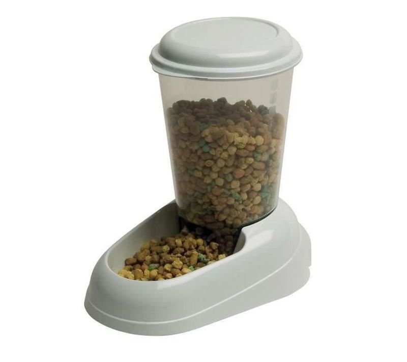 Distributeur De Croquettes Zenith 3l - Gravité, Réservoir Transparent, Blanc