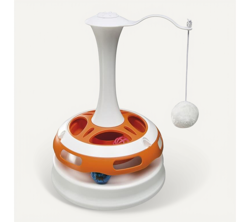 Jouet Tornado Carroussel 34 Cm Blanc Et Orange Pour Chat