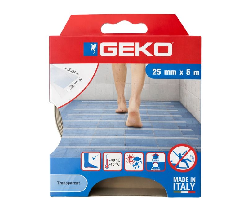 Ruban Adhésif Antidérapant Geko Transparent 25mm X 5m – Anti-glisse, Usage Intérieur Et Extérieur, R