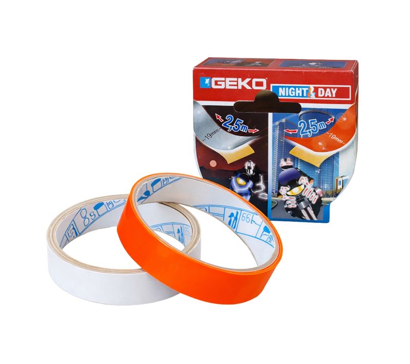 Lot De 2 Rubans Adhésifs Fluorescents et Réfléchissants Geko – Haute Visibilité Vélo, Moto, Casque
