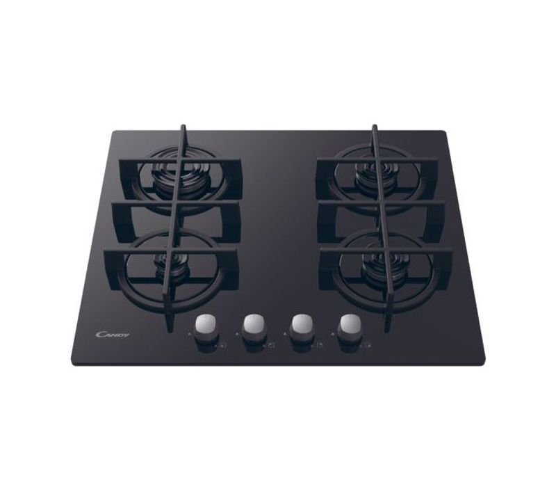 Table de cuisson gaz 4 foyers dessus verre trempé noir - Cvg6b