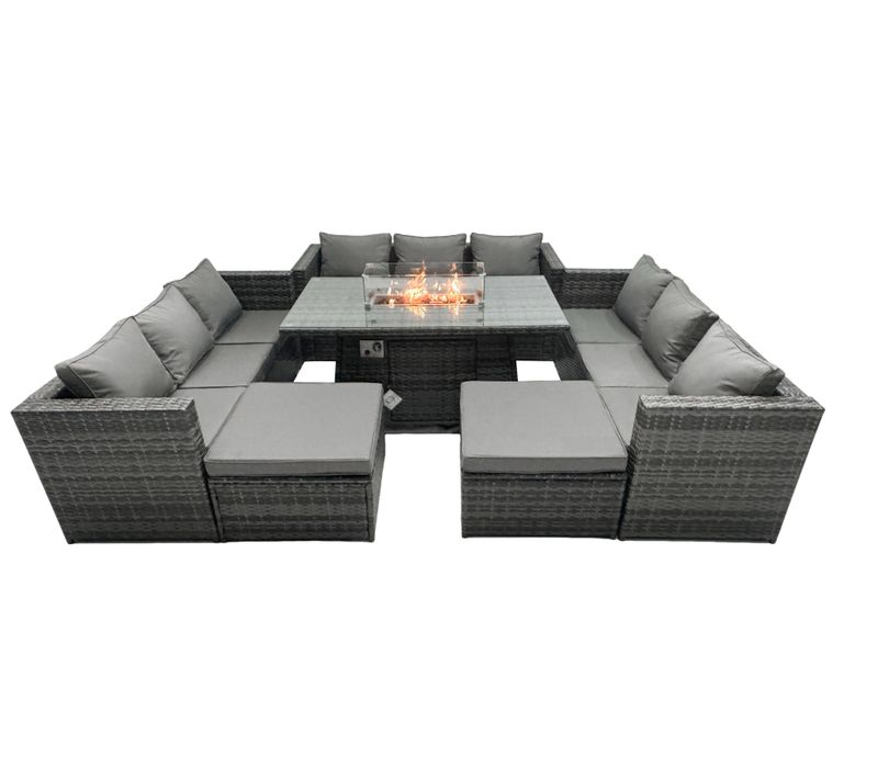 Salon De Jardin Ensemble Outdoor 11 Places Patio Dining Sets Avec Dessus En Verre