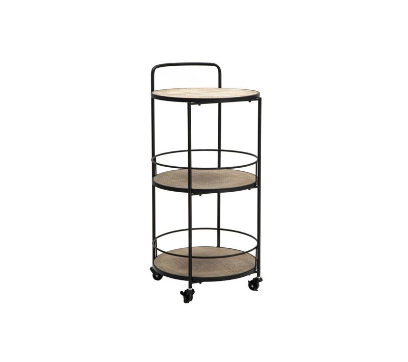 Desserte De Cuisine 3 Niveaux "arex" 82cm Naturel et Noir