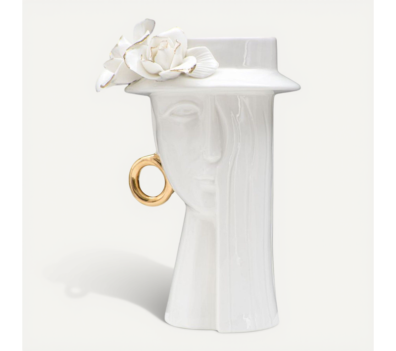 Vase Déco En Porcelaine "woman Elegant" 23cm Blanc