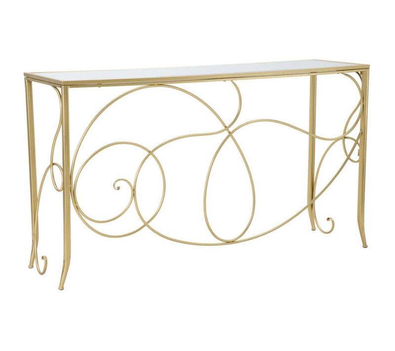 Console En Métal Doré Art 140 X 40 X 80 Cm