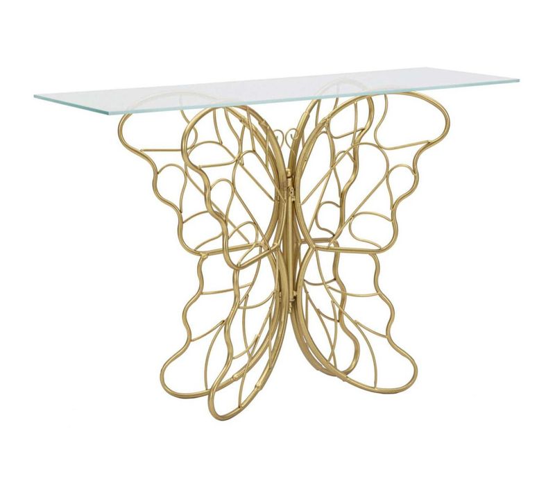 Console En Métal Et Verre Butterfly 110 X 40 X 76 Cm