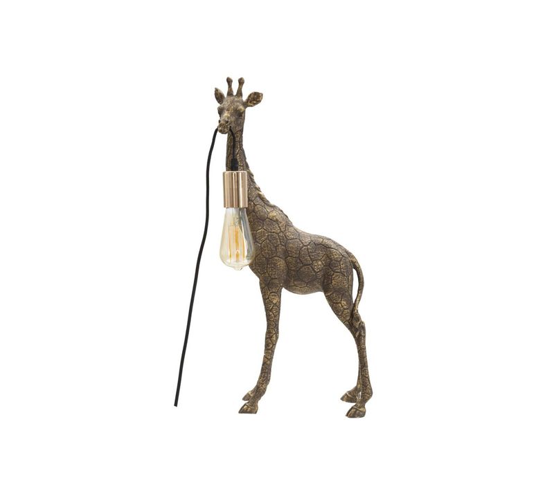 Lampe à Poser En Résine "girafe" 60cm Or Foncé