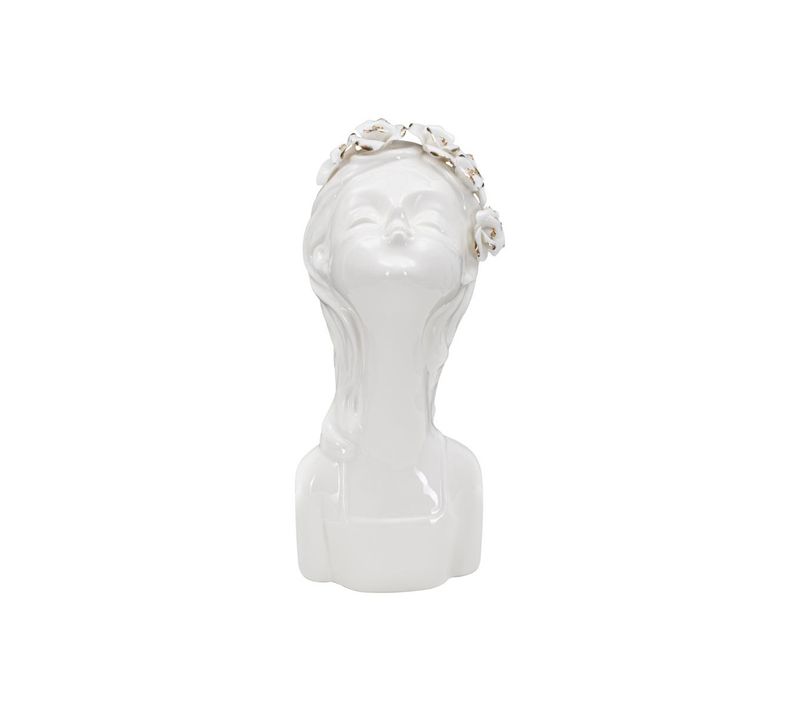 Vase Déco En Porcelaine "young Lady Roses" 26cm Blanc