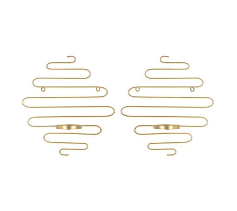 Lot De 2 Bougeoirs Muraux En Métal "alid" 34cm Or