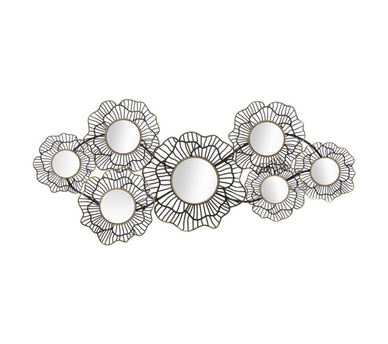 Décoration Murale 7 Miroirs "osaka" 121cm Noir et Or