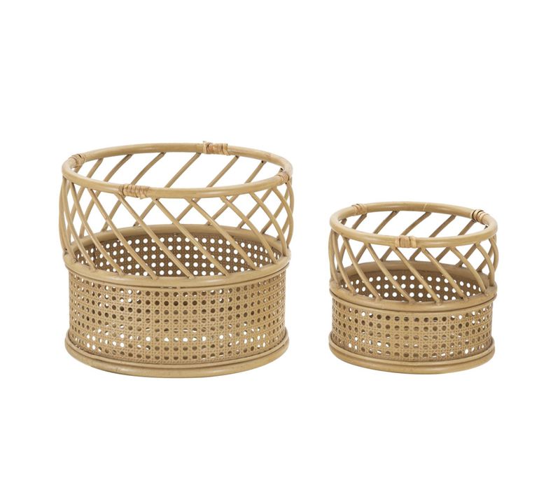 Lot De 2 Cache-pots En Rotin "panama" 30cm Naturel