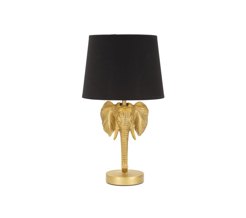 Lampe à Poser Design "elephant" 43cm Or et Noir