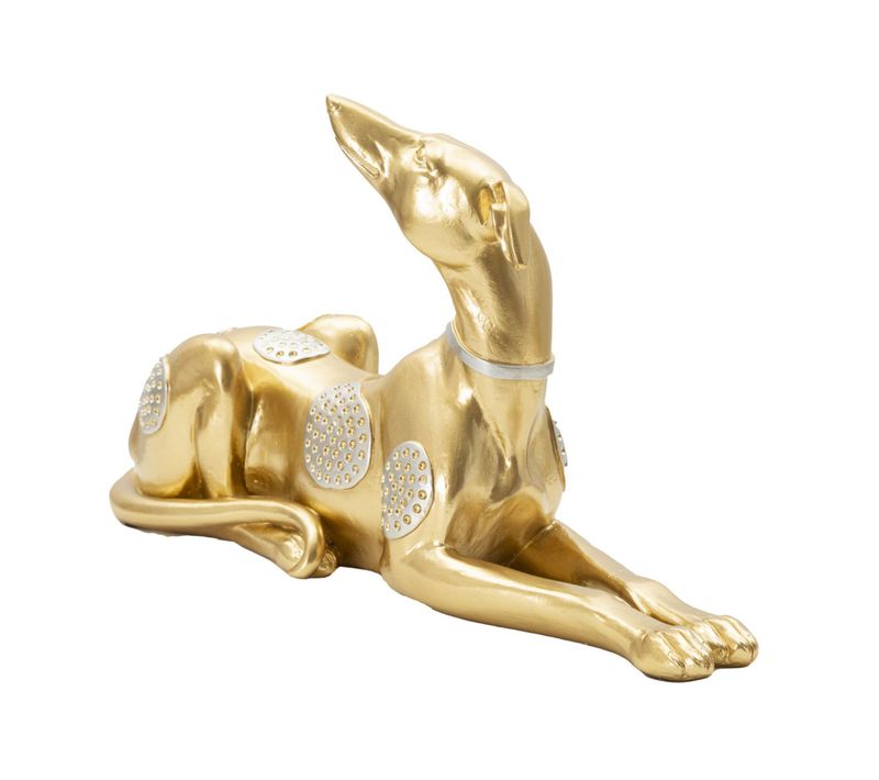Statuette Design En Résine "chien Couché" 32cm Doré