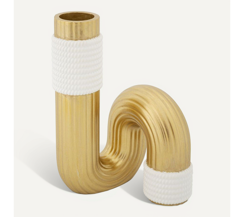 Vase Design En Résine "bann" 18cm Doré