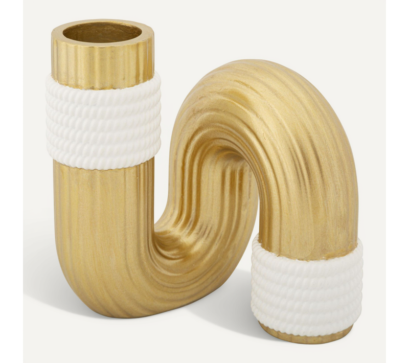 Vase Design En Résine "bann" 12cm Doré