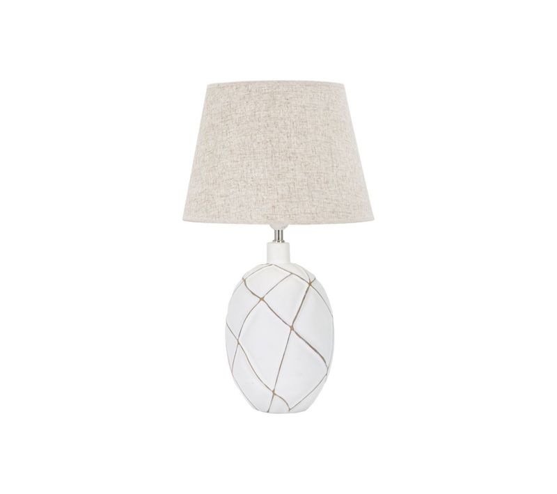 Lampe À Poser En Résine "lines" 60cm Blanc et Naturel