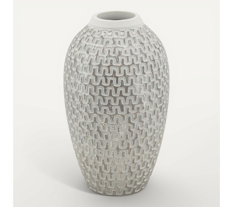 Vase Déco En Résine "wave" 34cm Blanc