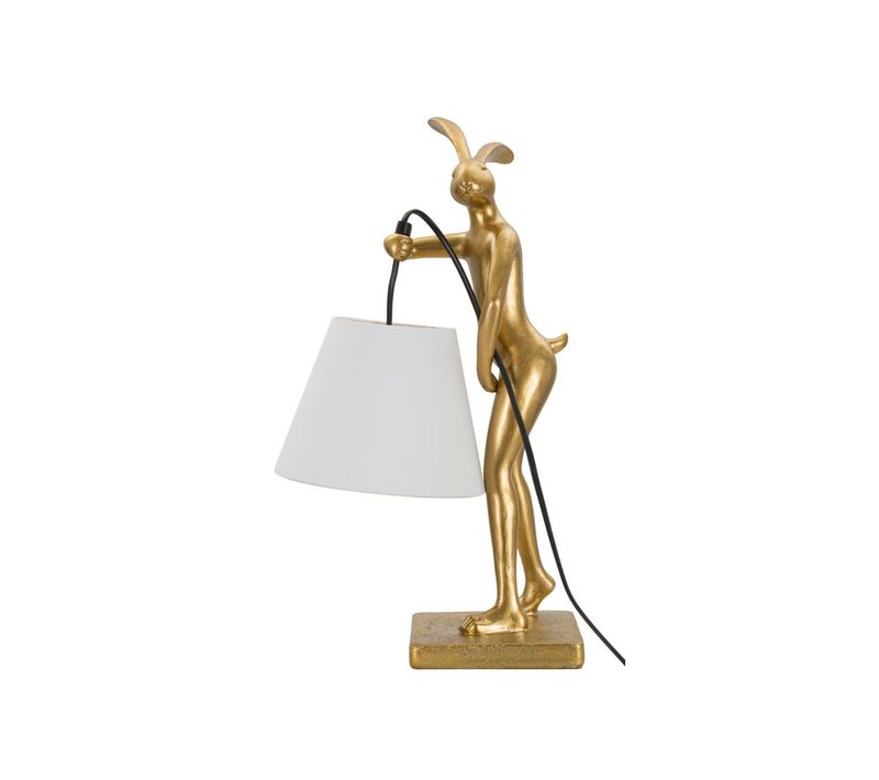 Lampe à Poser En Résine "lapin" 47cm Or et Blanc