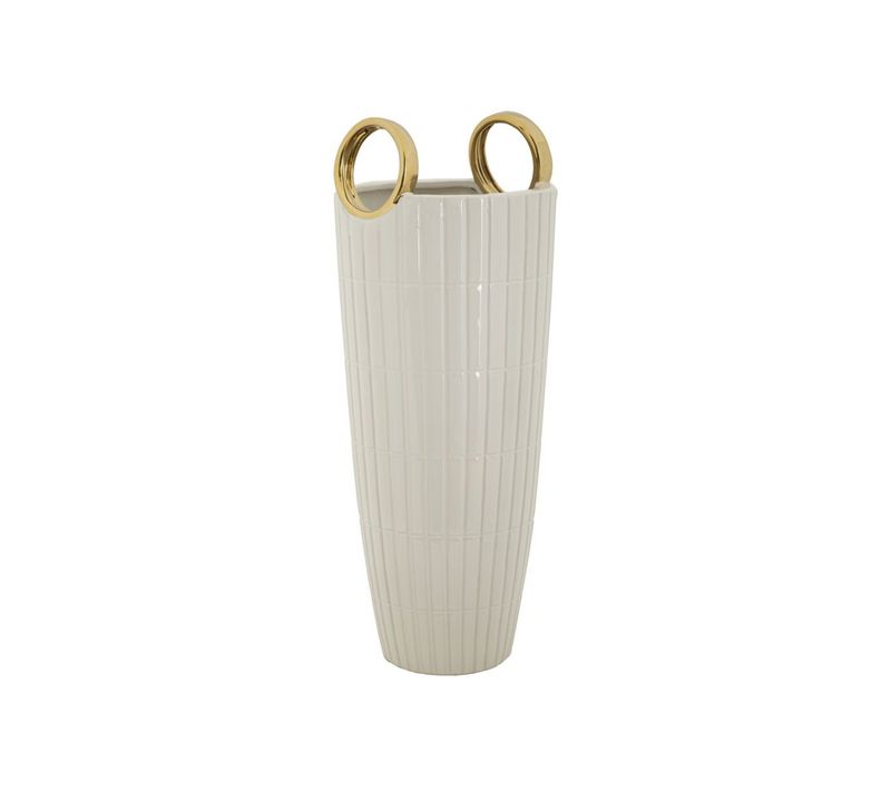 Vase Design En Céramique "shopping" 45cm Blanc