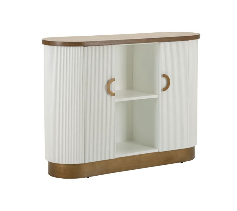Bahut 2 Portes En Bois "tolosa" 121cm Blanc et Naturel