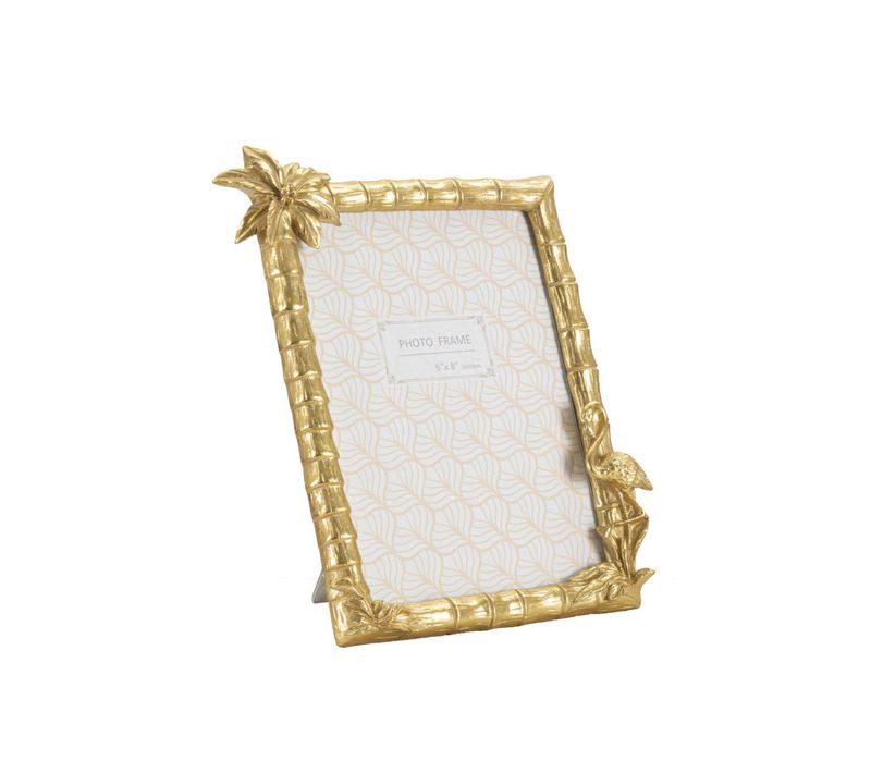 Cadre Photo Déco Palmier "flamant Rose" 15x20cm Doré