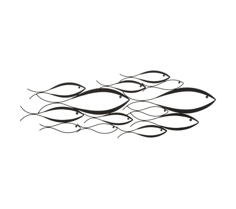 Décoration Murale En Métal "fishes" 100cm Noir