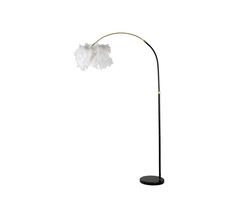 Lampadaire Imitation Plume "arc" 180cm Blanc et Noir