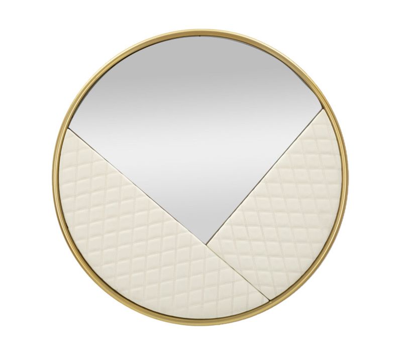 Miroir Mural Design "sharon" 80cm Blanc et Or