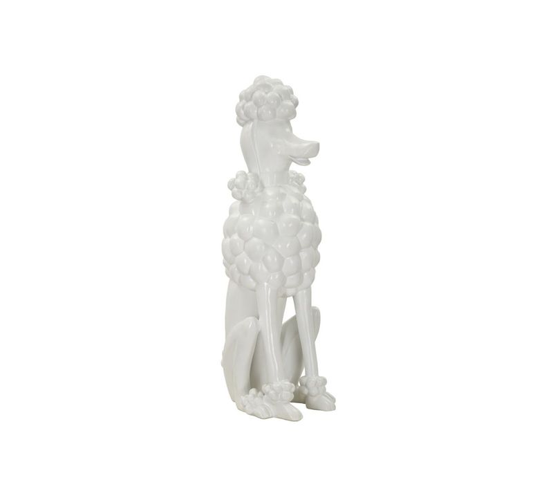Statue Déco Chien "caniche Assis" 61cm Blanc