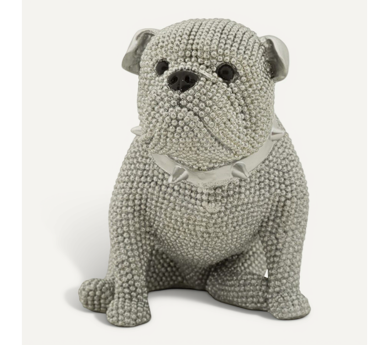 Statuette Déco Bulldog "sparky" 17cm Argent