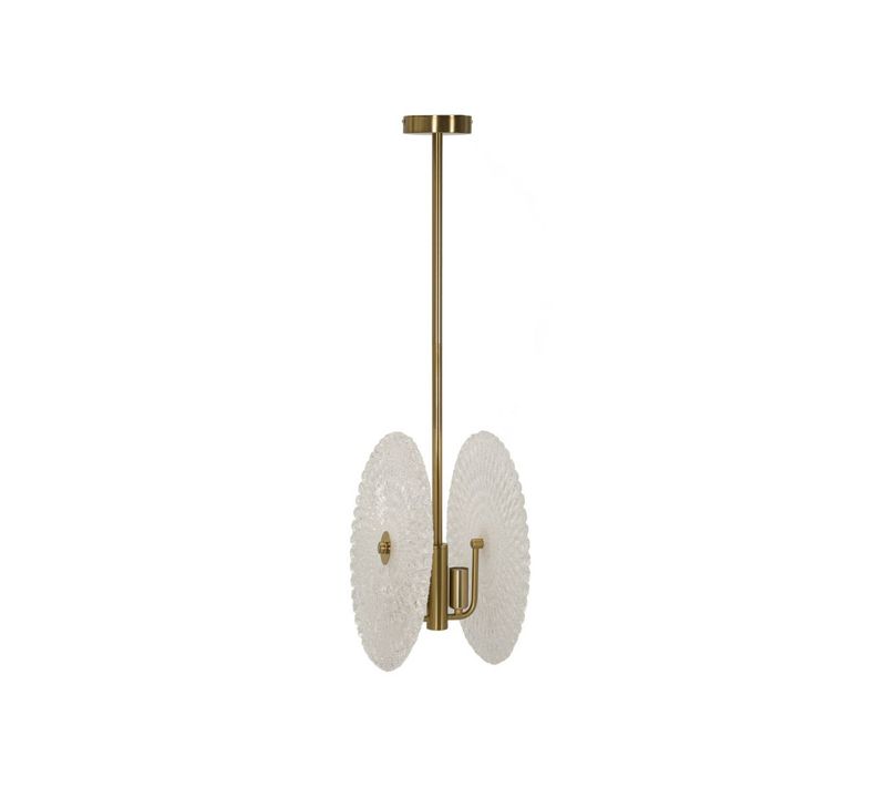 Lampe Suspension En Verre "circle" 35cm Blanc et Doré