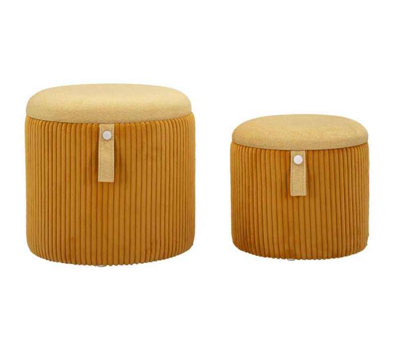 Pouf Avec Rangement Intégré Bolzano (set De 2) Jaune Moutarde