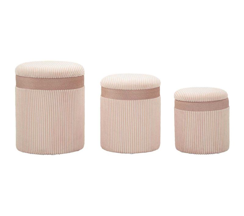 Set De 3 Poufs Coffre En Mdf Curtain Rose