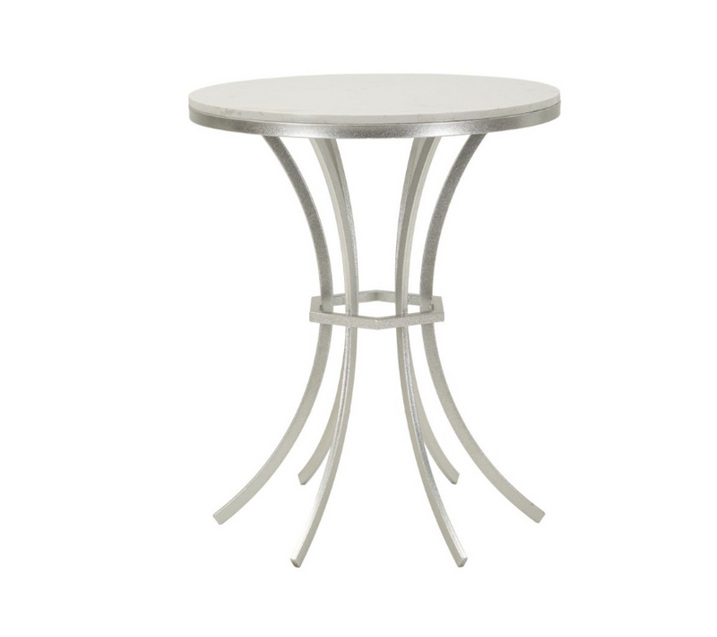 Table D'appoint Ronde "istanbul" 68cm Blanc et Argent