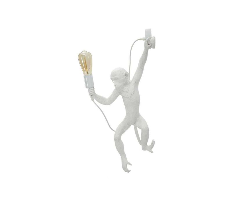 Applique Murale En Polyrésine Monkey 32 X 32 X 64 Cm Blanc